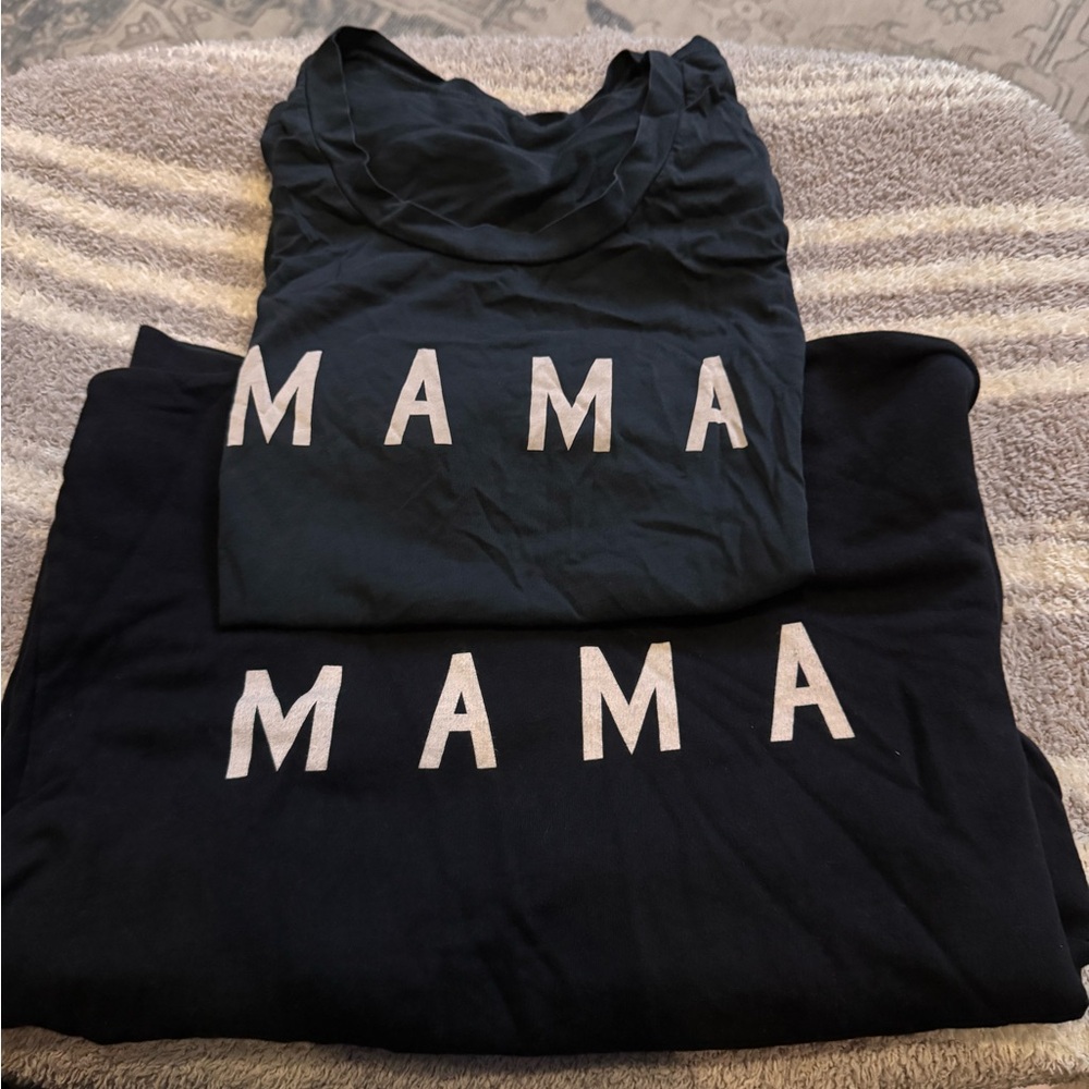 Black 'MAMA' T-Shirt and Sweatshirt Set